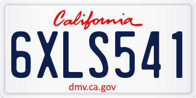 CA license plate 6XLS541