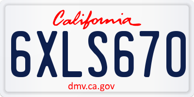 CA license plate 6XLS670