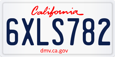 CA license plate 6XLS782