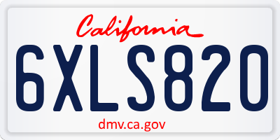 CA license plate 6XLS820