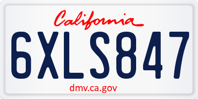CA license plate 6XLS847