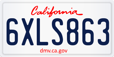 CA license plate 6XLS863