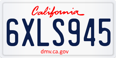 CA license plate 6XLS945