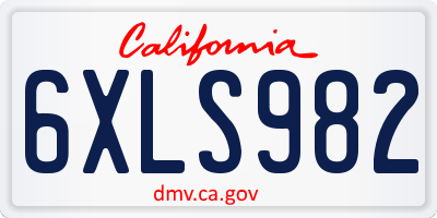 CA license plate 6XLS982