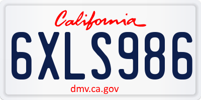 CA license plate 6XLS986