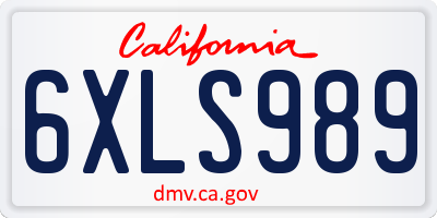 CA license plate 6XLS989