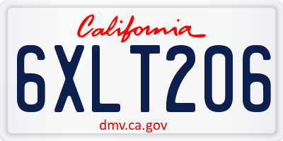 CA license plate 6XLT206