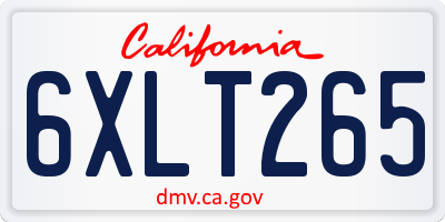 CA license plate 6XLT265