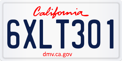 CA license plate 6XLT301