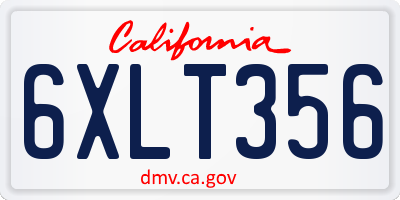 CA license plate 6XLT356
