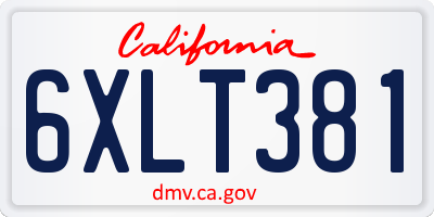 CA license plate 6XLT381