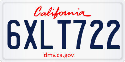 CA license plate 6XLT722
