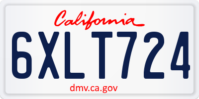 CA license plate 6XLT724