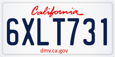 CA license plate 6XLT731