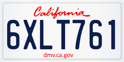 CA license plate 6XLT761