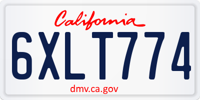 CA license plate 6XLT774