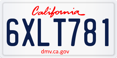 CA license plate 6XLT781