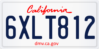CA license plate 6XLT812