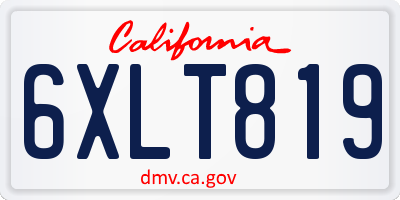 CA license plate 6XLT819