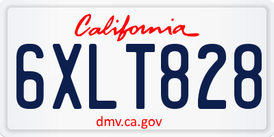 CA license plate 6XLT828