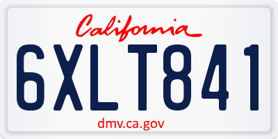 CA license plate 6XLT841