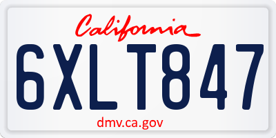CA license plate 6XLT847
