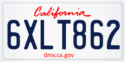 CA license plate 6XLT862