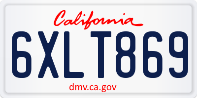 CA license plate 6XLT869