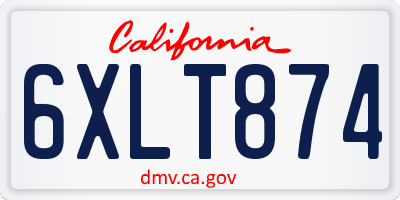 CA license plate 6XLT874