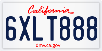 CA license plate 6XLT888