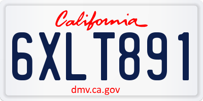 CA license plate 6XLT891