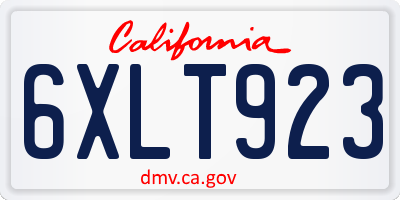CA license plate 6XLT923