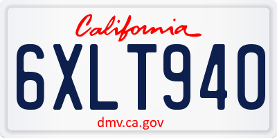 CA license plate 6XLT940