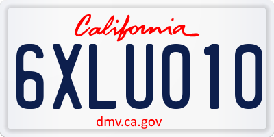 CA license plate 6XLU010
