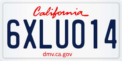 CA license plate 6XLU014