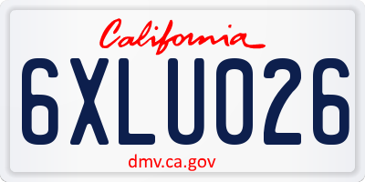 CA license plate 6XLU026