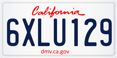 CA license plate 6XLU129