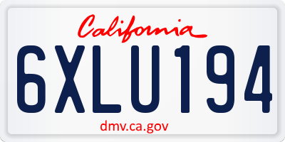 CA license plate 6XLU194