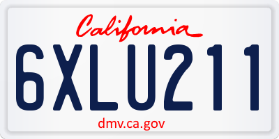 CA license plate 6XLU211