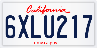 CA license plate 6XLU217