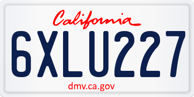 CA license plate 6XLU227