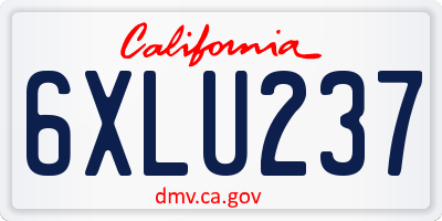 CA license plate 6XLU237