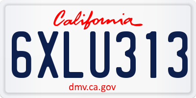 CA license plate 6XLU313