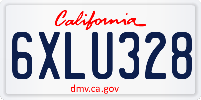 CA license plate 6XLU328