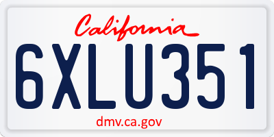 CA license plate 6XLU351