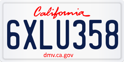 CA license plate 6XLU358
