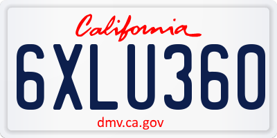 CA license plate 6XLU360