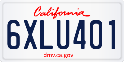 CA license plate 6XLU401