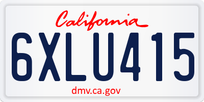 CA license plate 6XLU415