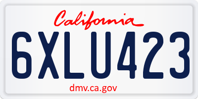 CA license plate 6XLU423